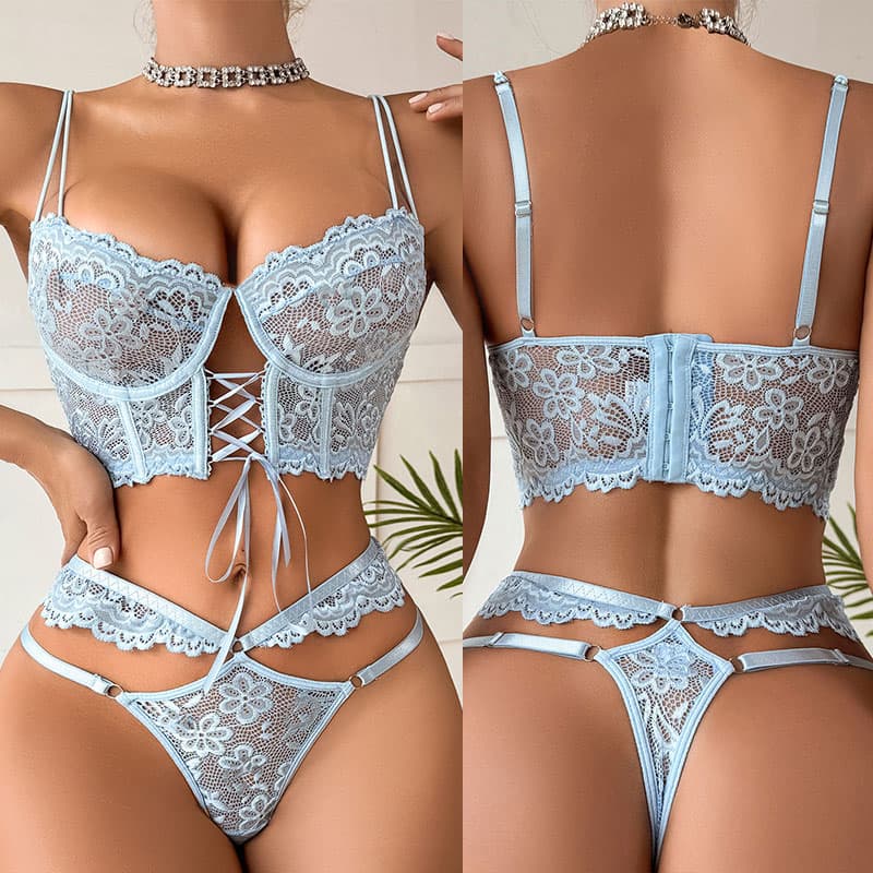 Sexy Large Size Lingerie Women Bra Set Girl Floral Lace Underwear Set Underwire Brassiere Push Up Outfit Delicate Bra Kit — SayFrey