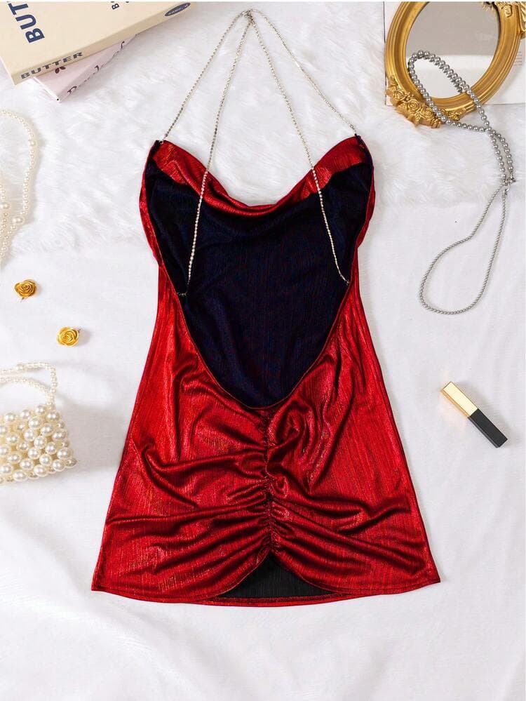 New Sexy Women's Sleepwear With Metallic Beaded Fringe Backless Sexy Lingerie Nightgown — SayFrey — view 7