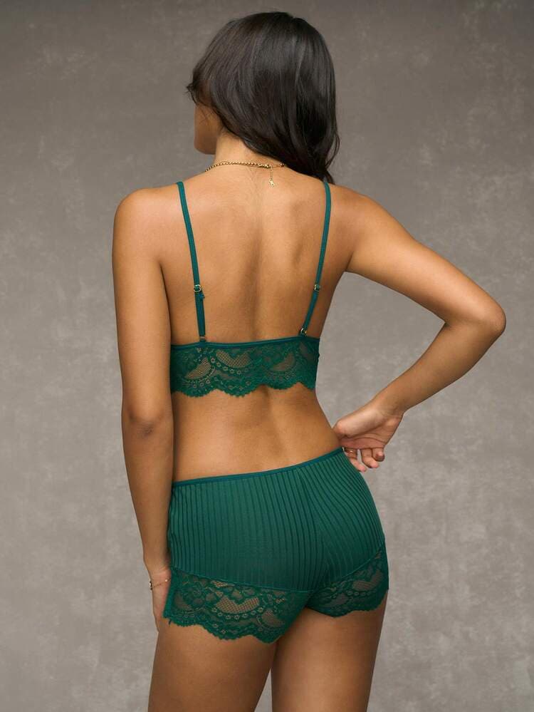 Esseday Women's Lace Splice Spaghetti Strap Lingerie Set, Bra & Panty Set — SayFrey — view 6