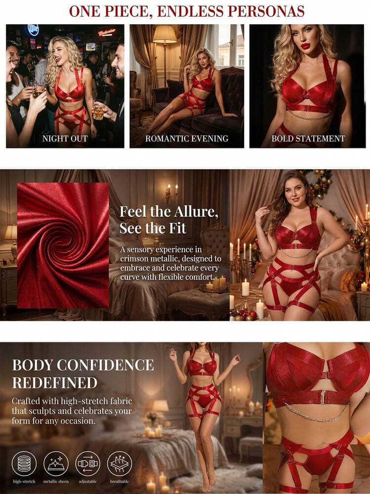 3-Piece Lingerie Set Women ,Body Suit Fetish Clubwear, Halloween Costumes ,Corset De Mujer Pefect Nightclub, Festival, Party — SayFrey — view 6