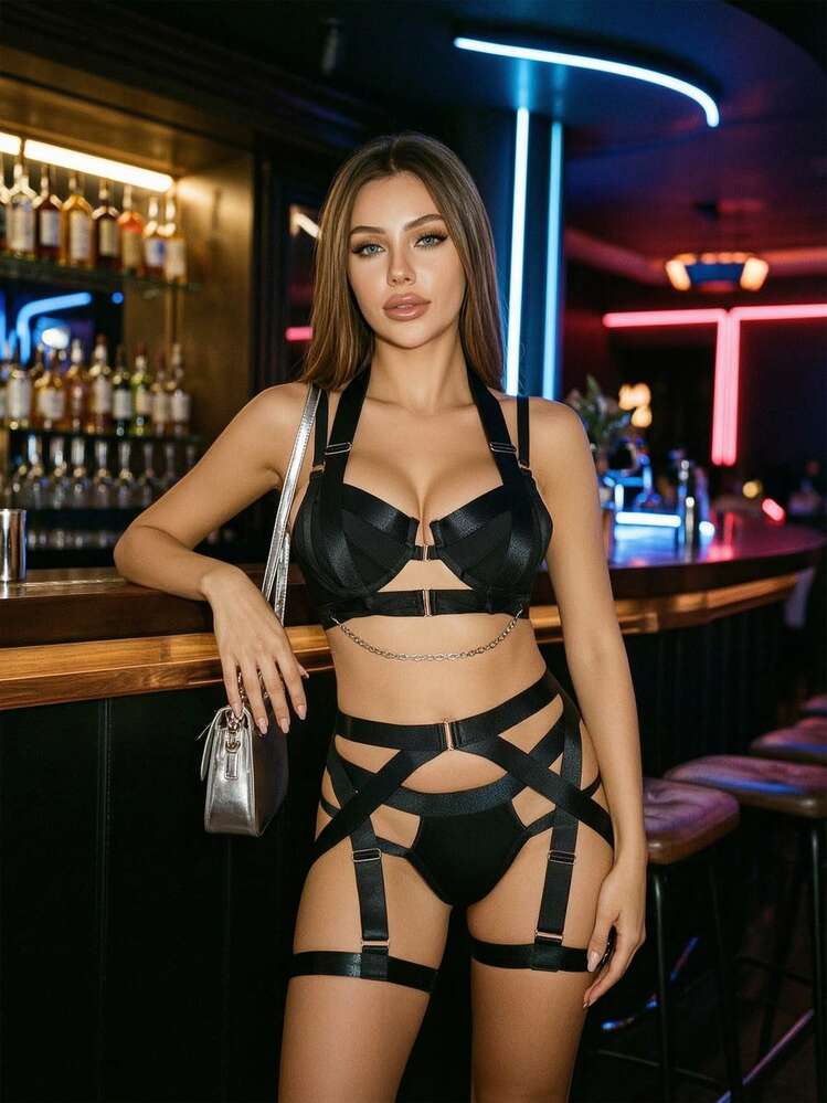 3-Piece Lingerie Set Women ,Body Suit Fetish Clubwear, Halloween Costumes ,Corset De Mujer Pefect Nightclub, Festival, Party — SayFrey — view 9