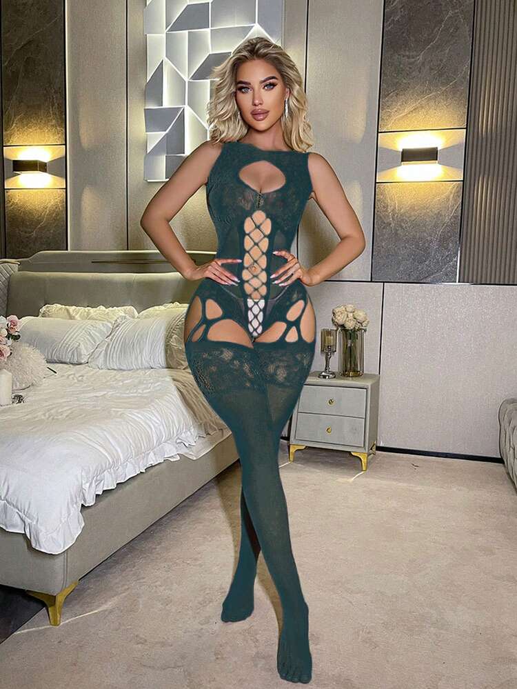 Women's Lingerie Bodystocking Off-Shoulder Fishnet Bodysuit Bikini Cover-Up — SayFrey — view 2