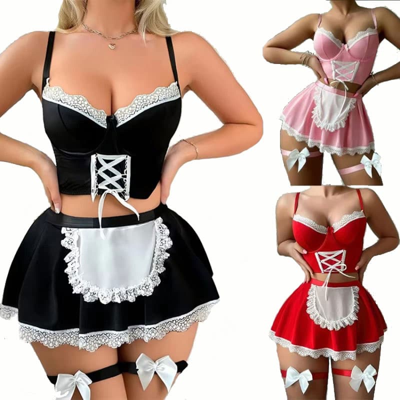 Sexy Women Transparent Bra And Panty Garter Underwear Set Hot Erotic Sexy Costumes Underwear Open Bra Thong Lingerie Sets — SayFrey